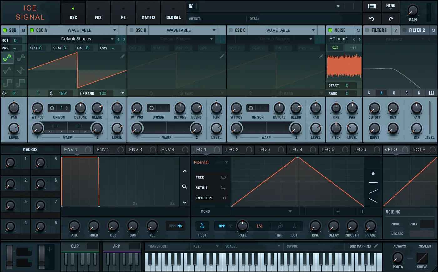 Ice Signal: a skin made with Skynthesis from the Arctic Signal theme, with steel-blue panels and orange accents.